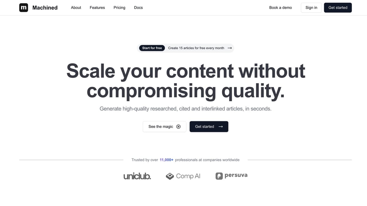 Machined Review: AI SEO Content Engine Put to the Test (2026) product interface and feature overview